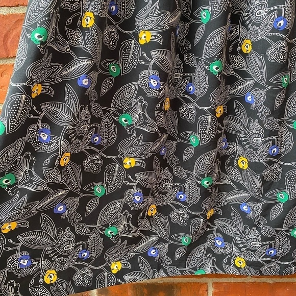 Vintage Womens 12 Black Floral Paisley Pleated Midi Prairie Long Skirt - Picture 3 of 8